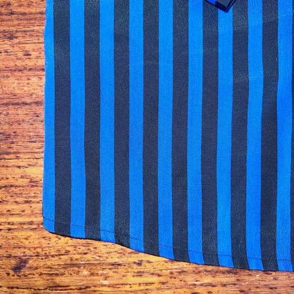 Monki Black & Blue Striped Long Sleeve Blouse - Picture 2 of 7